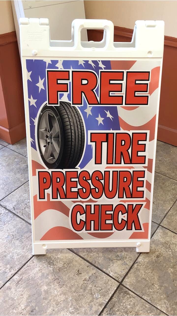 Free tire pressure check A-frame sign