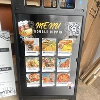 Double Dippin menu A-frame sign