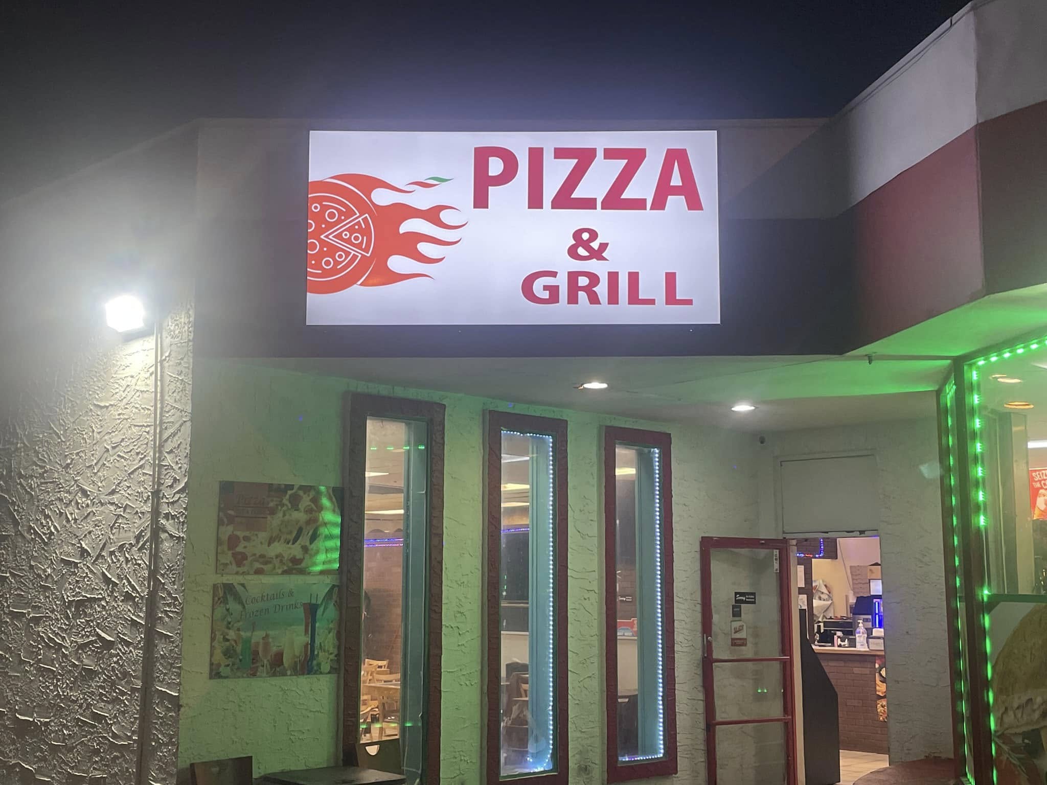 Pizza and Grill illuminated cabinet sign