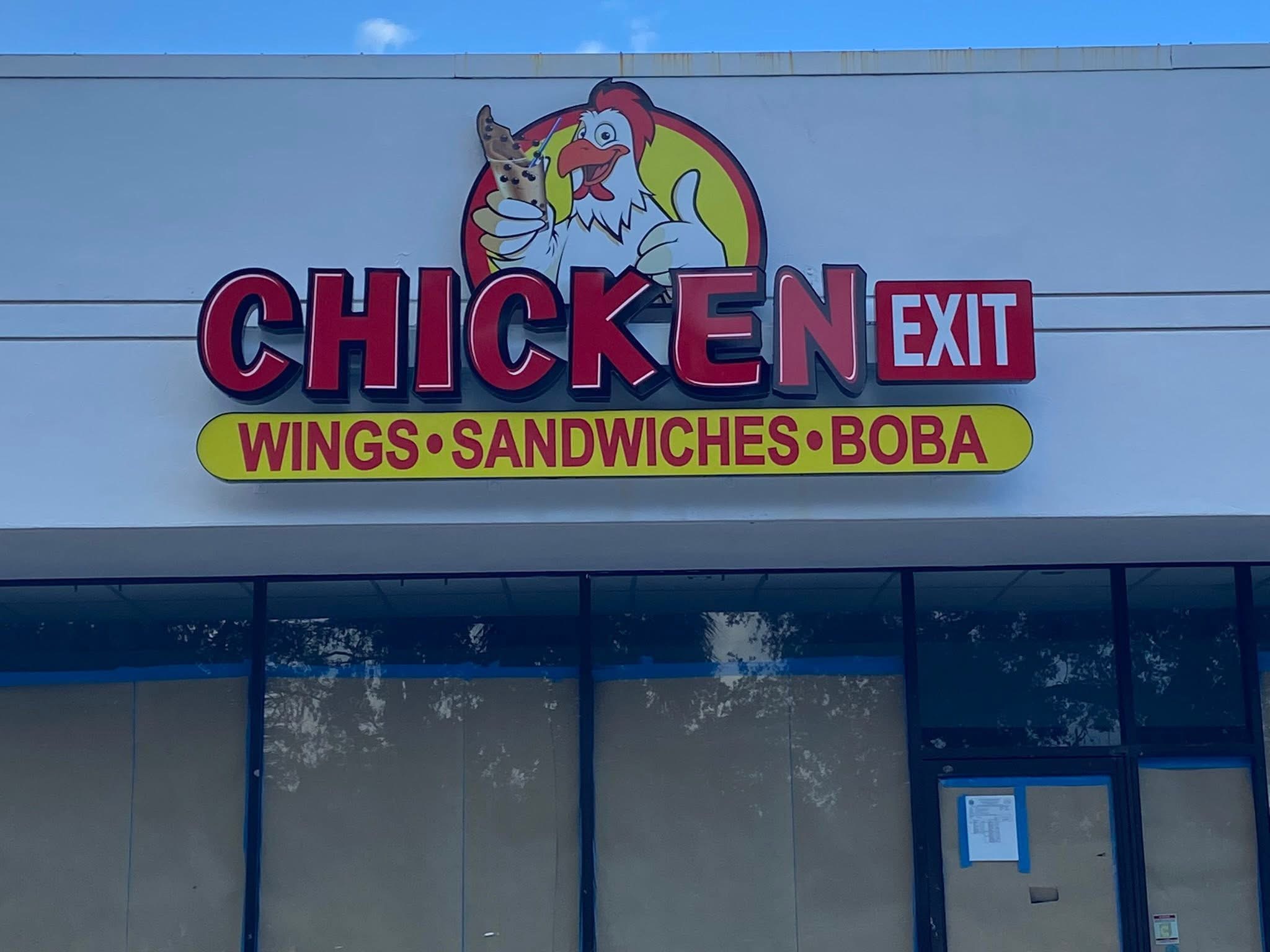 Chicken Exit channel letter storefront sign