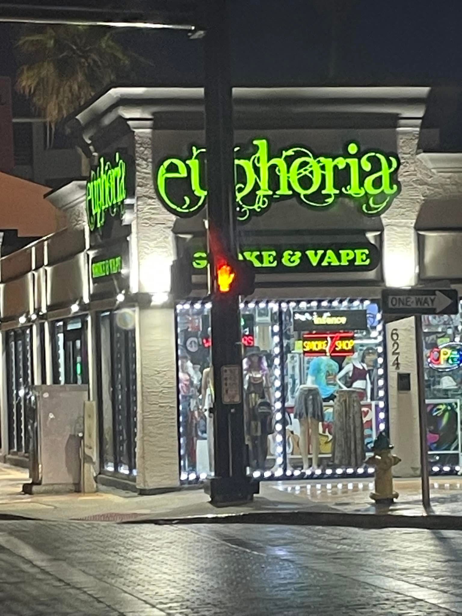 Euphoria illuminated storefront channel letters