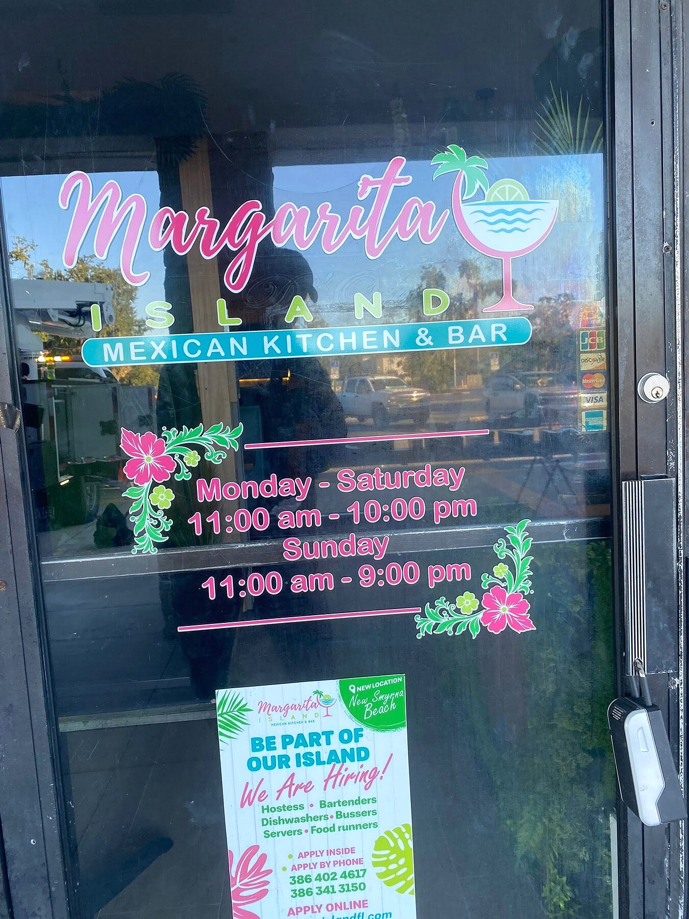 Margarita Island restaurant window and door decals