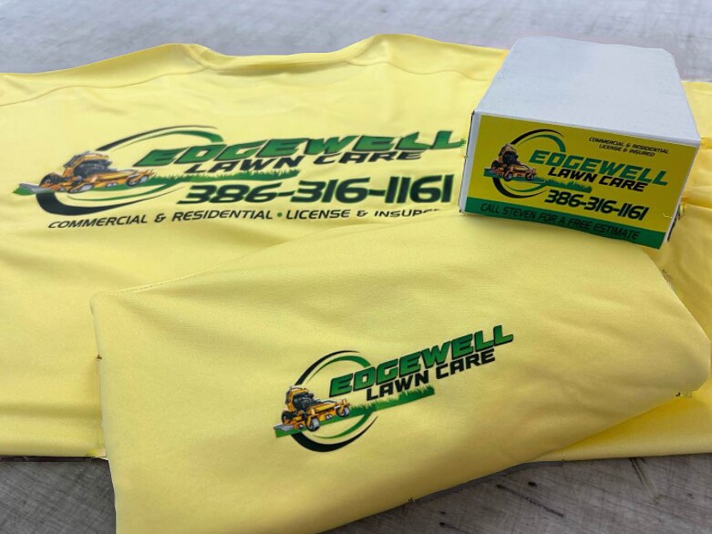 Yellow Edgewell Lawn Care printed shirts