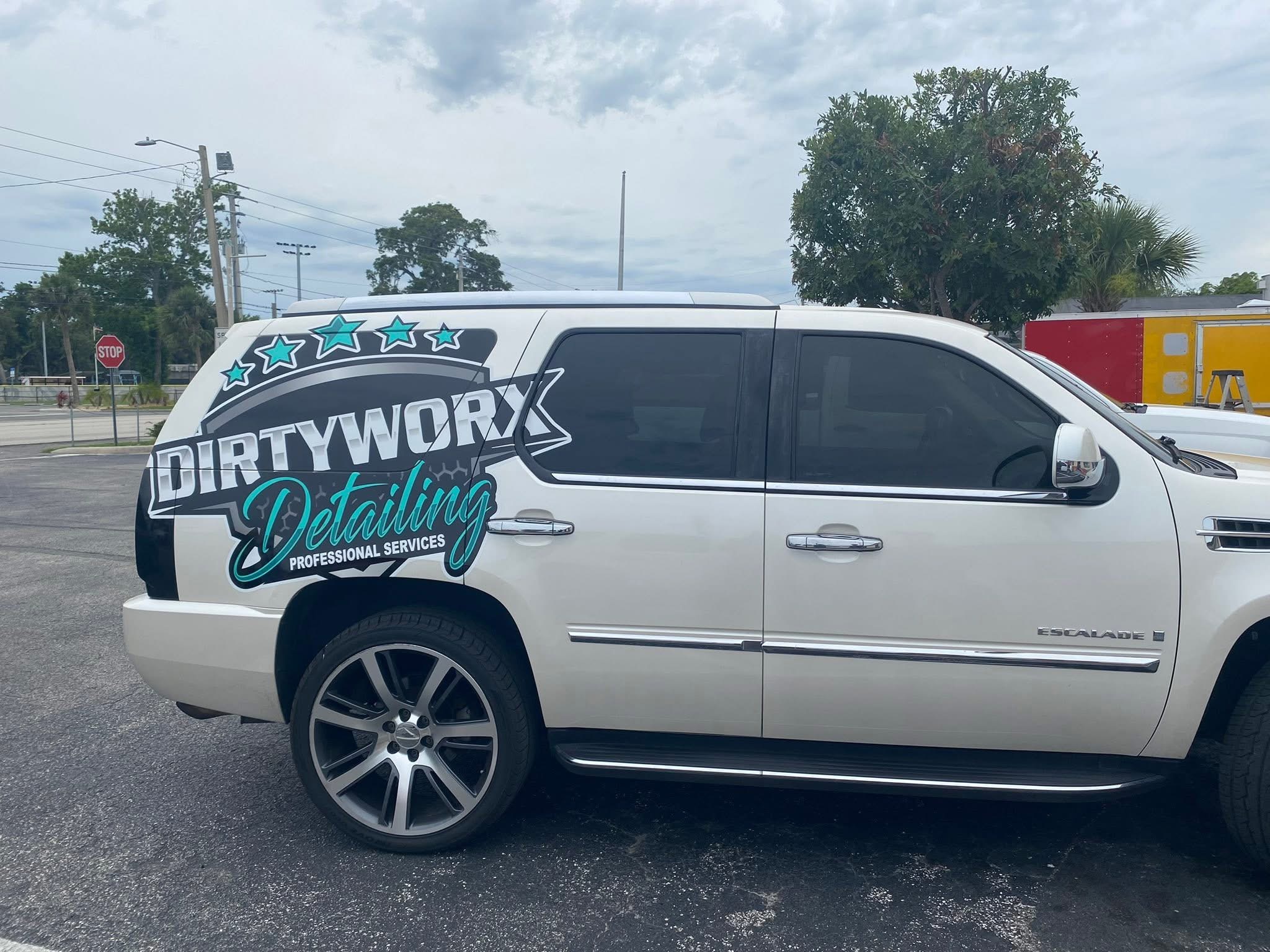 Complete Dirtywork Detailing SUV with vehicle graphics
