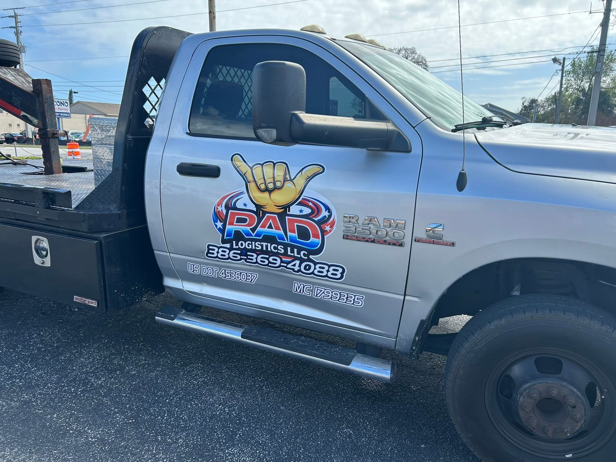 Complete PAD Logistics truck with business lettering